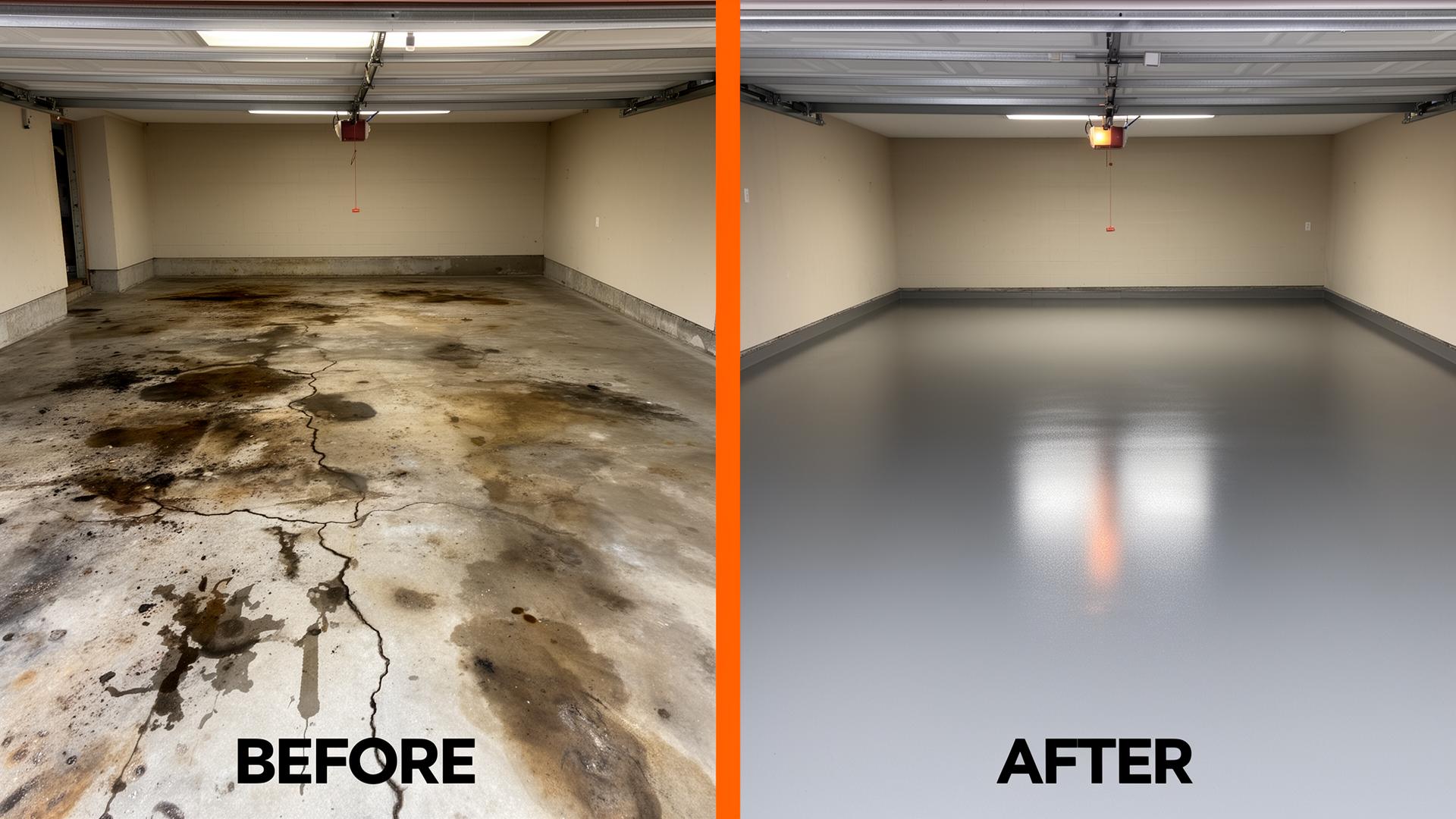 2-Car Garage before and after diamond grinding